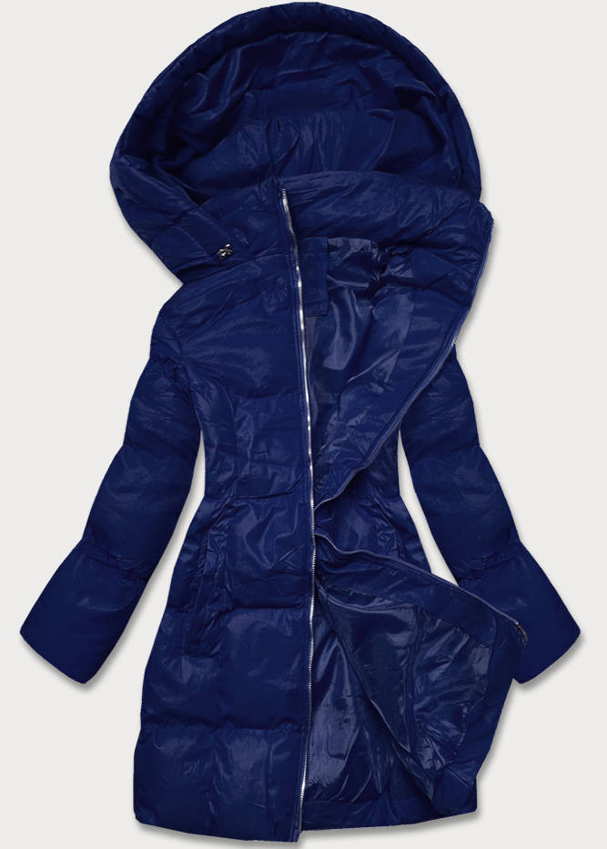 Tmavě modrá dámská zimní bunda s kapucí (5M722-215) odcienie niebieskiego XL (42)