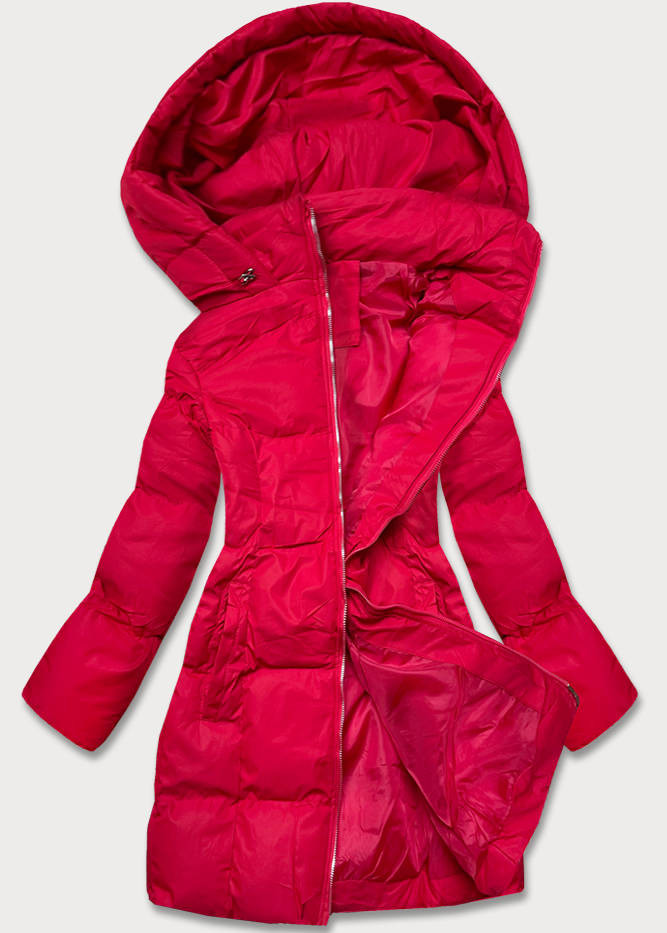 Červená dámská zimní bunda s kapucí (5M722-270) odcienie czerwieni XL (42)