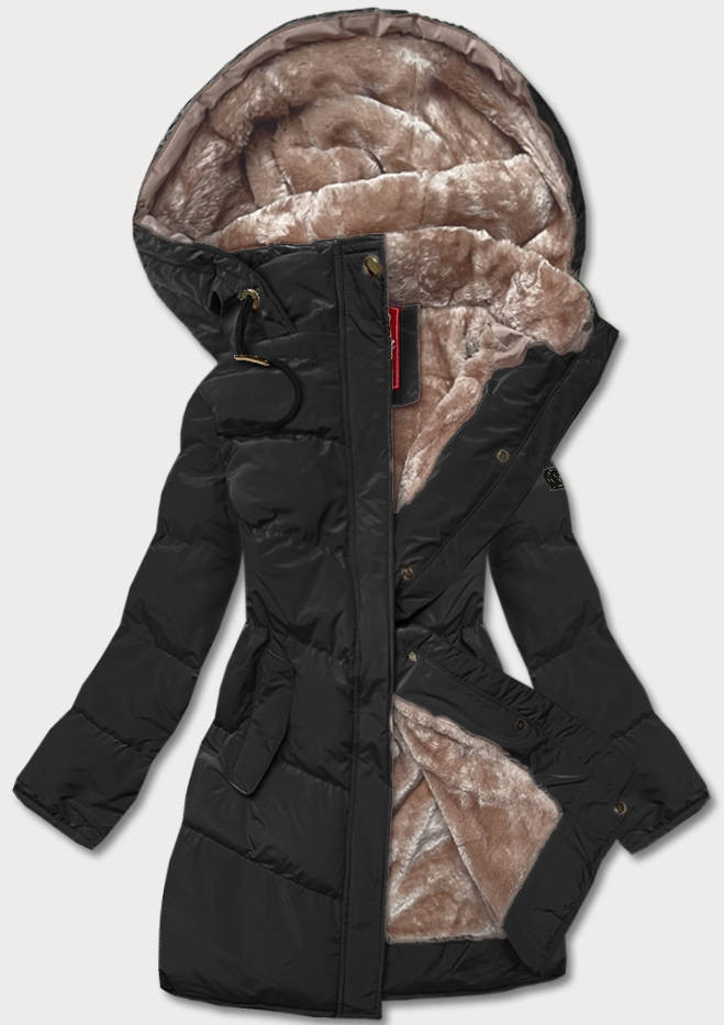 Černá dámská prošívaná zimní bunda (2M-963) odcienie czerni L (40)