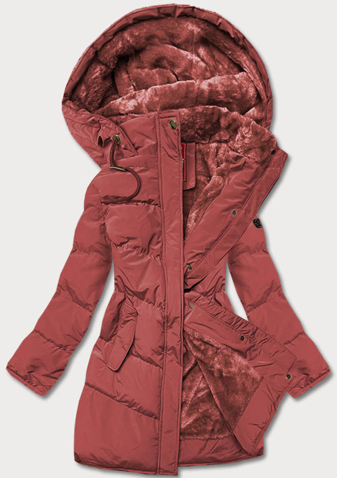 Dámská zimní prošívaná bunda v cihlové barvě (2M-963) odcienie czerwieni XXL (44)