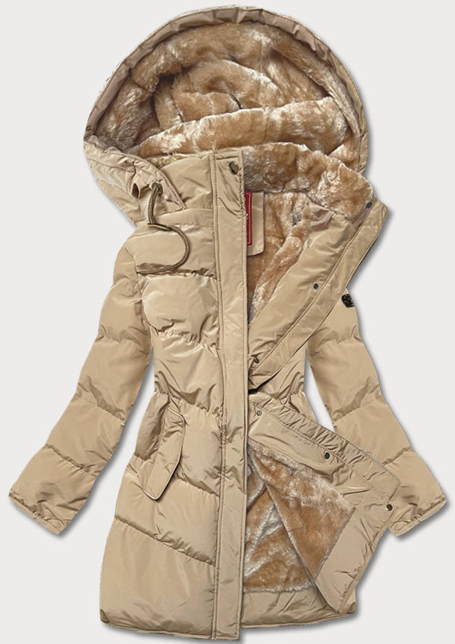 Dámská zimní prošívaná bunda v pískové barvě (2M-963) odcienie beżu XL (42)