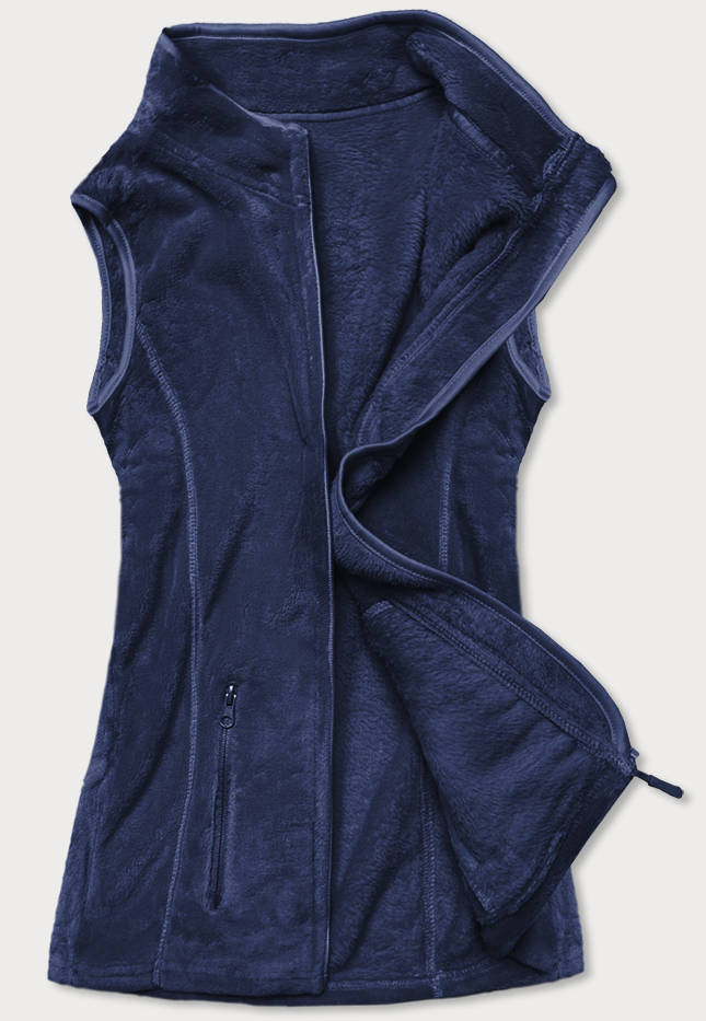 Tmavě modrá plyšová dámská vesta (HH003-50) odcienie niebieskiego S (36)