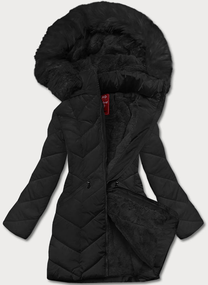 Černá dámská zimní bunda s kapucí (2M-21308) odcienie czerni XXL (44)
