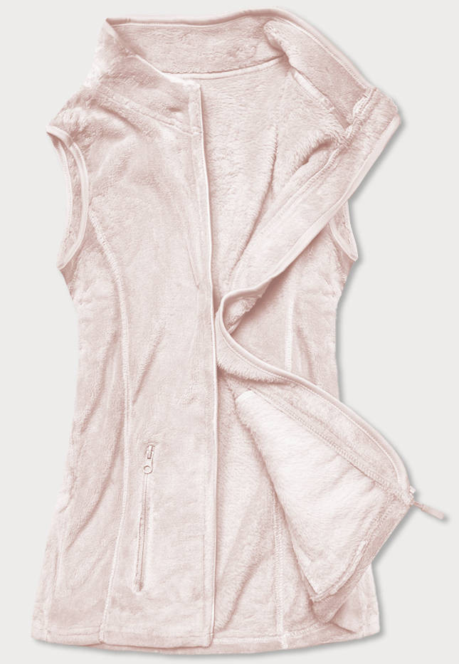 Světle růžová plyšová dámská vesta (HH003-25) odcienie różu S (36)