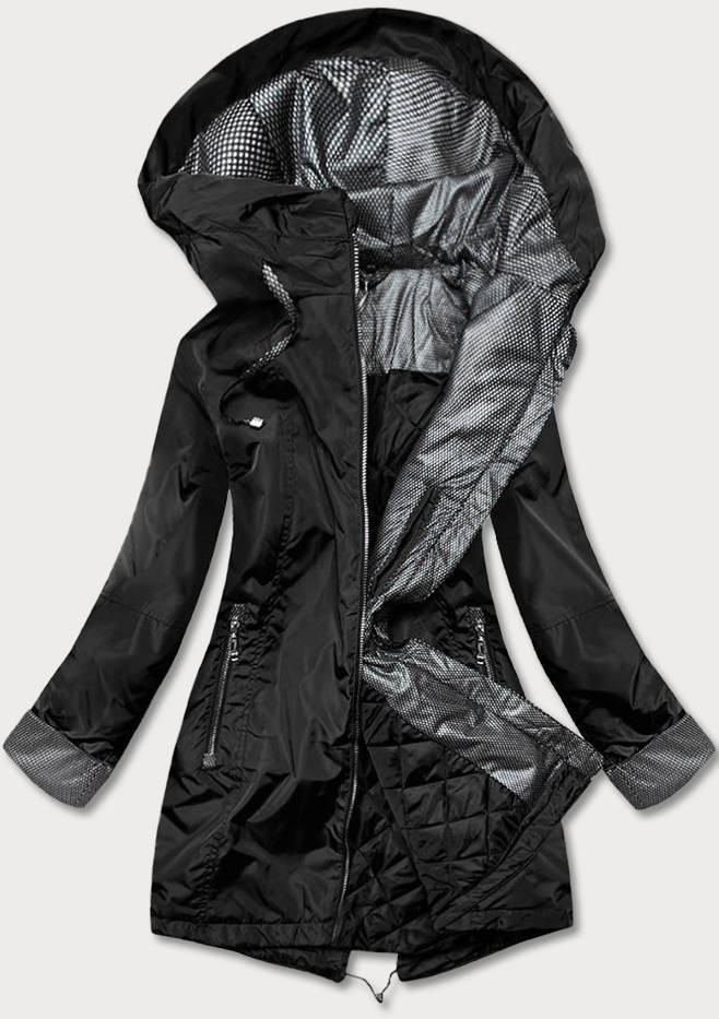 Černá dámská bunda s ozdobnými manžetami (BR8079-1) odcienie czerni 52