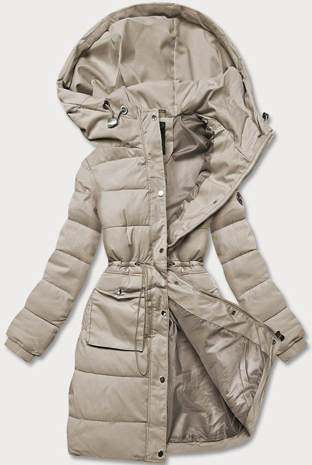 Béžová dámská zimní péřová bunda (CAN-865) odcienie beżu XXL (44)