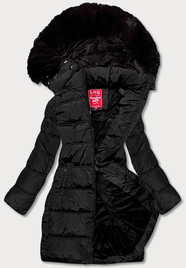Černá péřová dámská zimní bunda (2M-051) odcienie czerni XL (42)