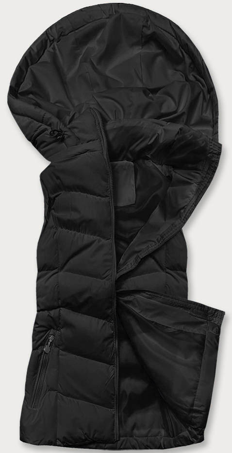 Černá dámská péřová vesta s kapucí (5M720-392) odcienie czerni L (40)