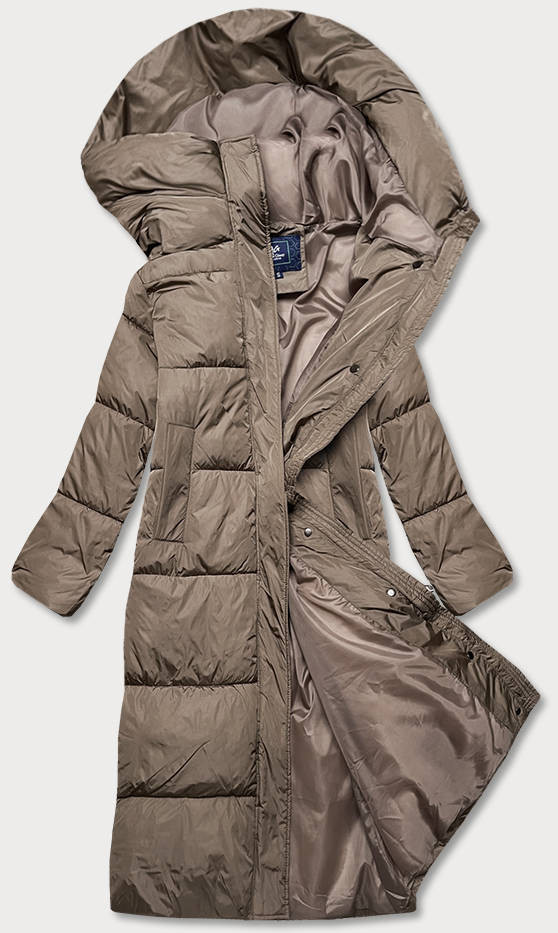 Béžová dámská zimní bunda s kapucí (AG1-J9091) odcienie beżu XXL (44)