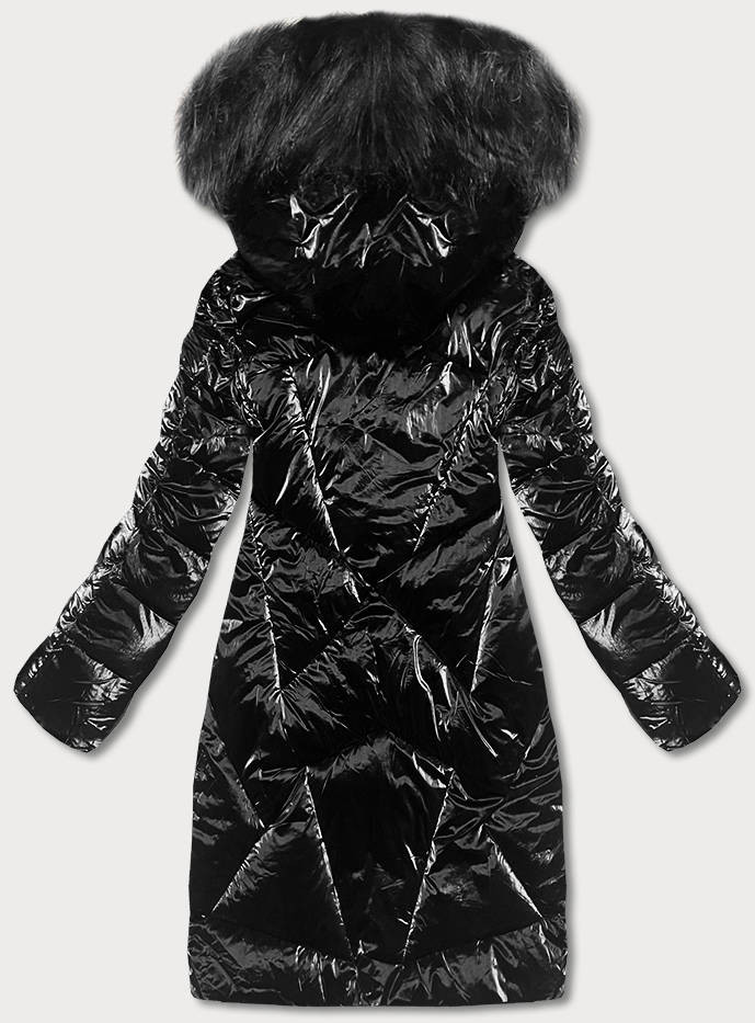 Černá dámská zimní bunda s kapucí (H-1105/01) odcienie czerni S (36)