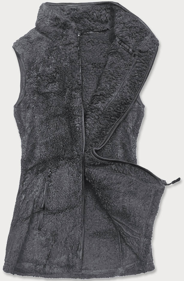 Tmavě šedá dámská plyšová vesta (HH005-1) odcienie czerni S (36)