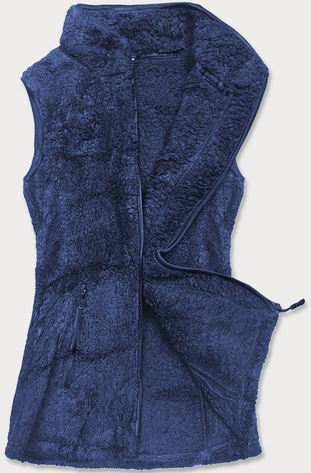 Tmavě modrá dámská plyšová vesta (HH005-50) odcienie niebieskiego M (38)