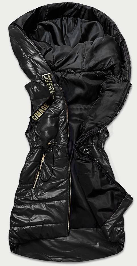 Lesklá černá vesta s kapucí (B8130-1) odcienie czerni XL (42)