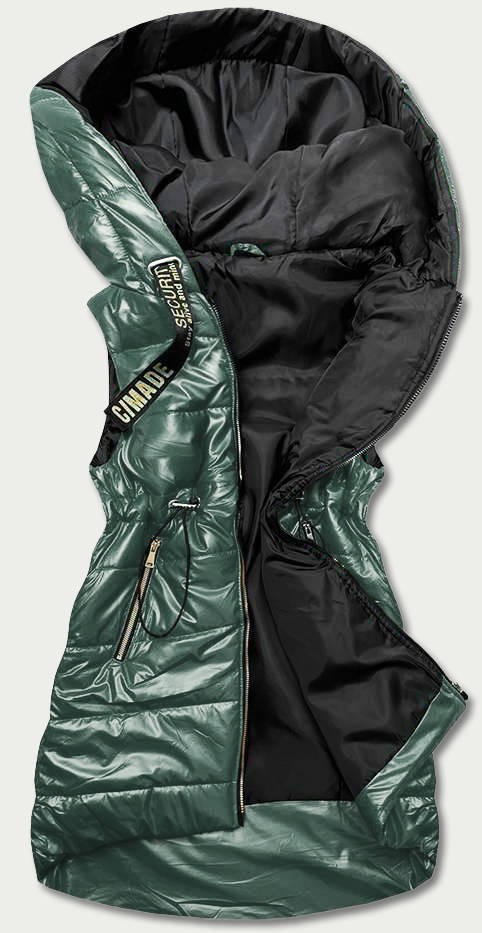 Zelená lesklá vesta s kapucí (B8130-10) odcienie zieleni XL (42)