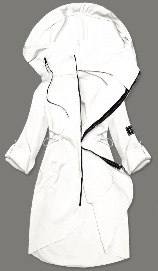 Tenký dámský přehoz přes oblečení ve smetanové barvě s kapucí (B8118-26) odcienie bieli S (36)