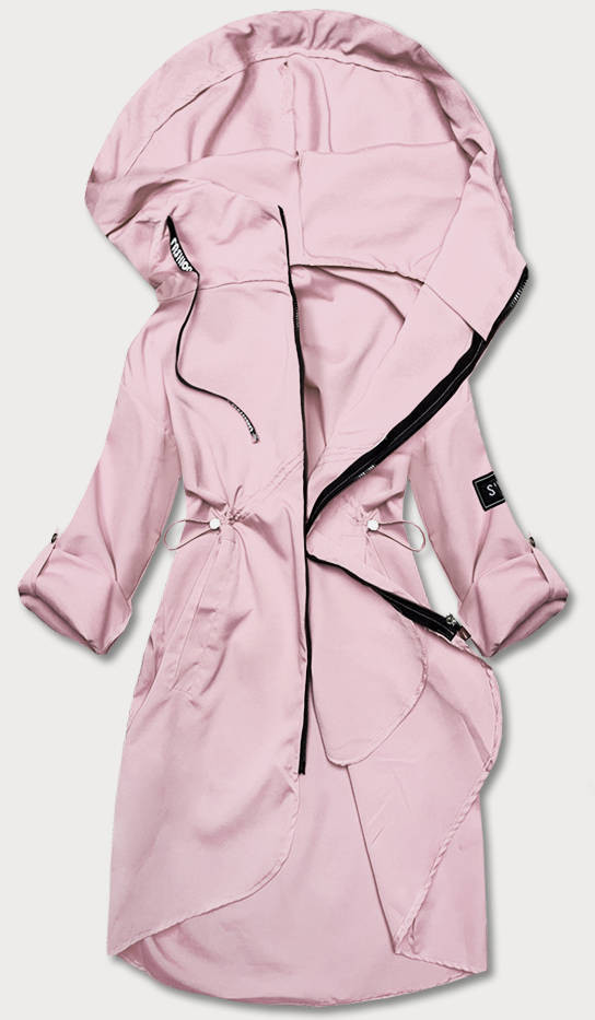 Tenký dámský přehoz přes oblečení ve špinavě růžové barvě s kapucí (B8118-81) odcienie różu XS (34)