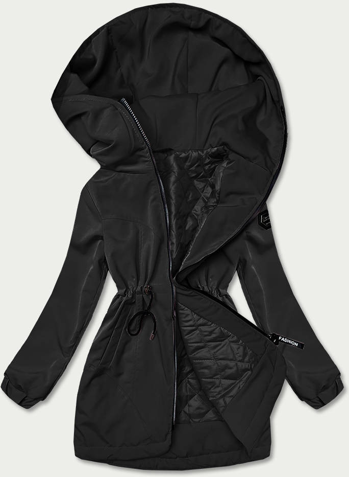 Černá dámská bunda parka s kapucí (B8121-1) odcienie czerni XXL (44)