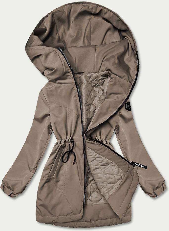 Béžová dámská bunda parka s kapucí (B8121-12) odcienie beżu XXL (44)