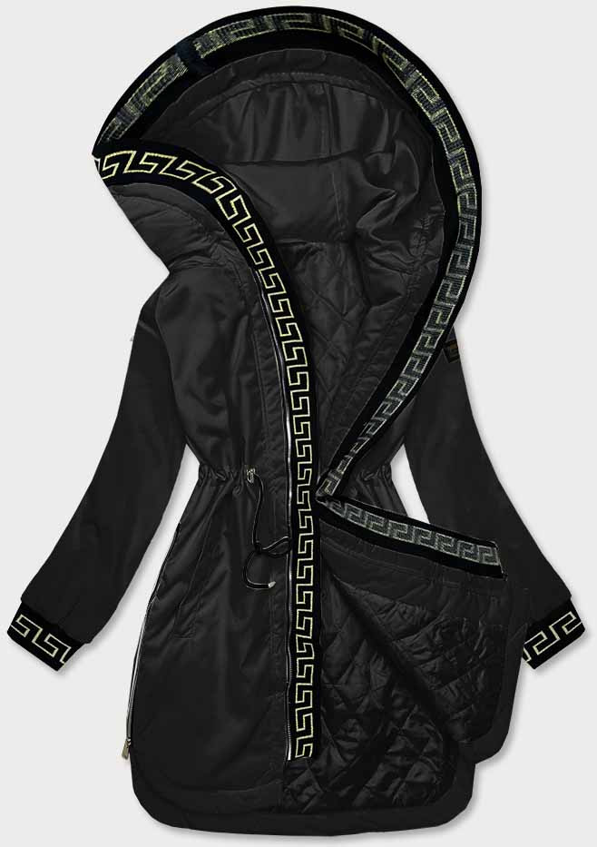 Černá dámská bunda s ozdobnou lemovkou (B8139-1) odcienie czerni S (36)