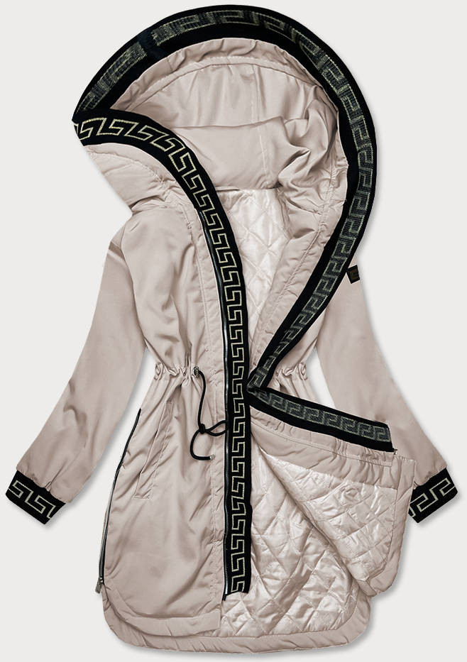 Béžová dámská bunda s ozdobnou lemovkou (B8139-51) odcienie beżu XXL (44)