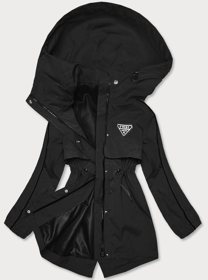 Tenká černá dámská bunda s podšívkou (B8119-1) odcienie czerni L (40)