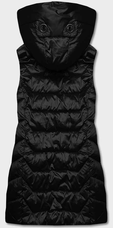 Černá dámská vesta s kapucí (B8107-1) odcienie czerni XXL (44)