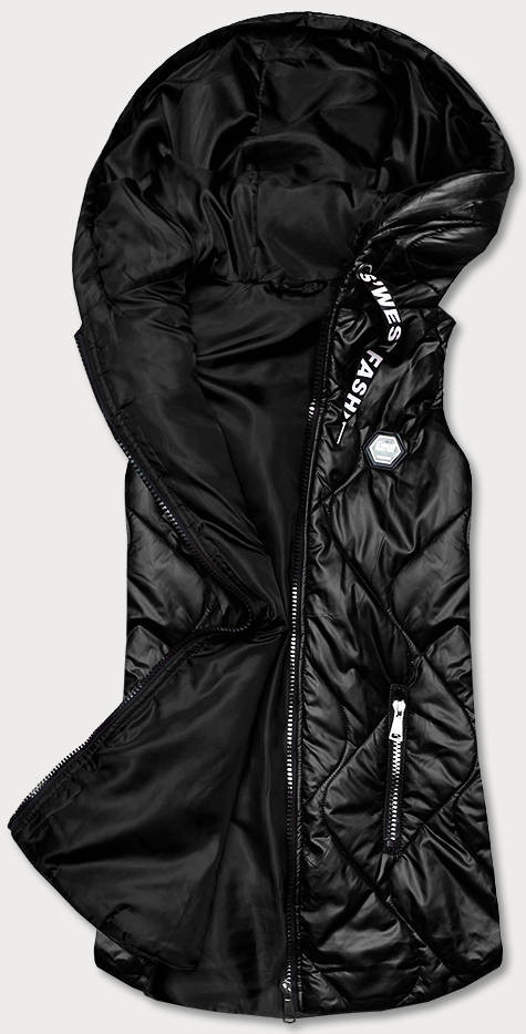 Černá dámská vesta s kapucí (B0129-1) odcienie czerni XXL (44)