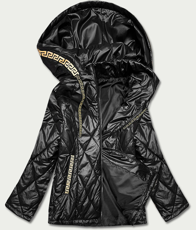 Černá dámská bunda s ozdobným lemováním (B8097-1) odcienie czerni 46