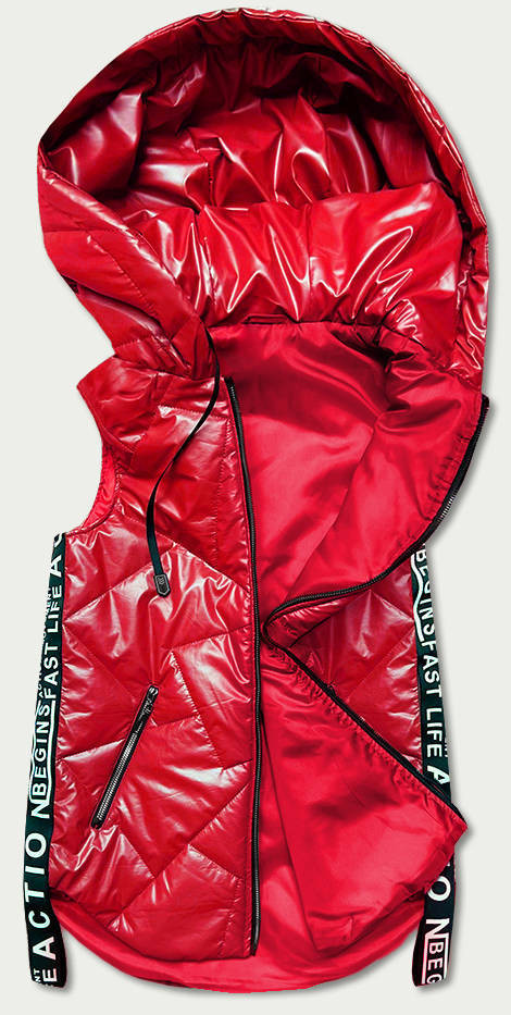 Červená dámská vesta s ozdobnými páskami (B8096-4) odcienie czerwieni 52