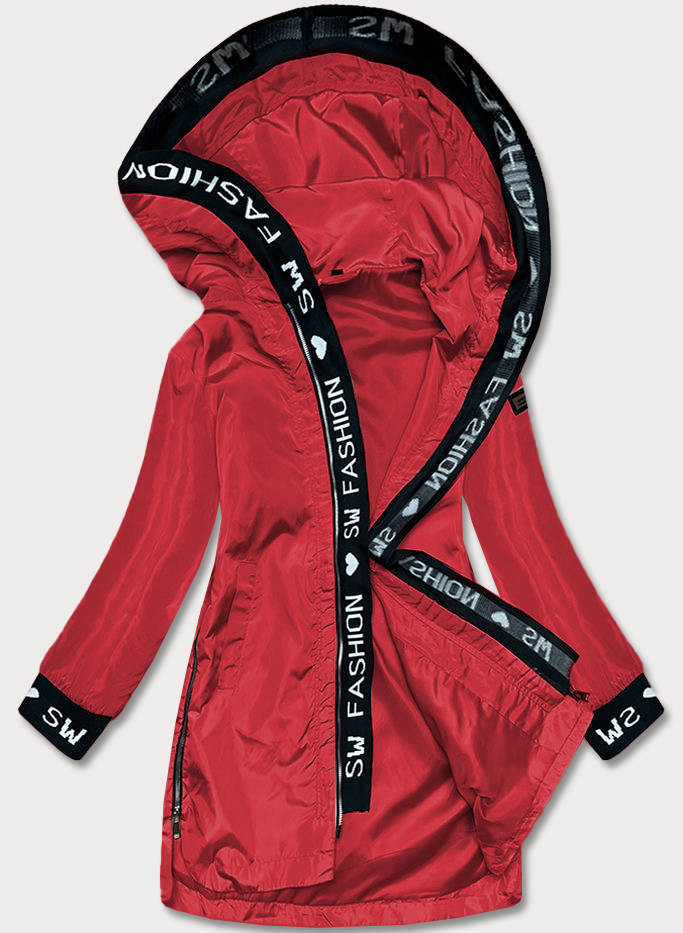 Tenká červená dámská bunda s ozdobnou lemovkou (B8145-4) odcienie czerwieni M (38)