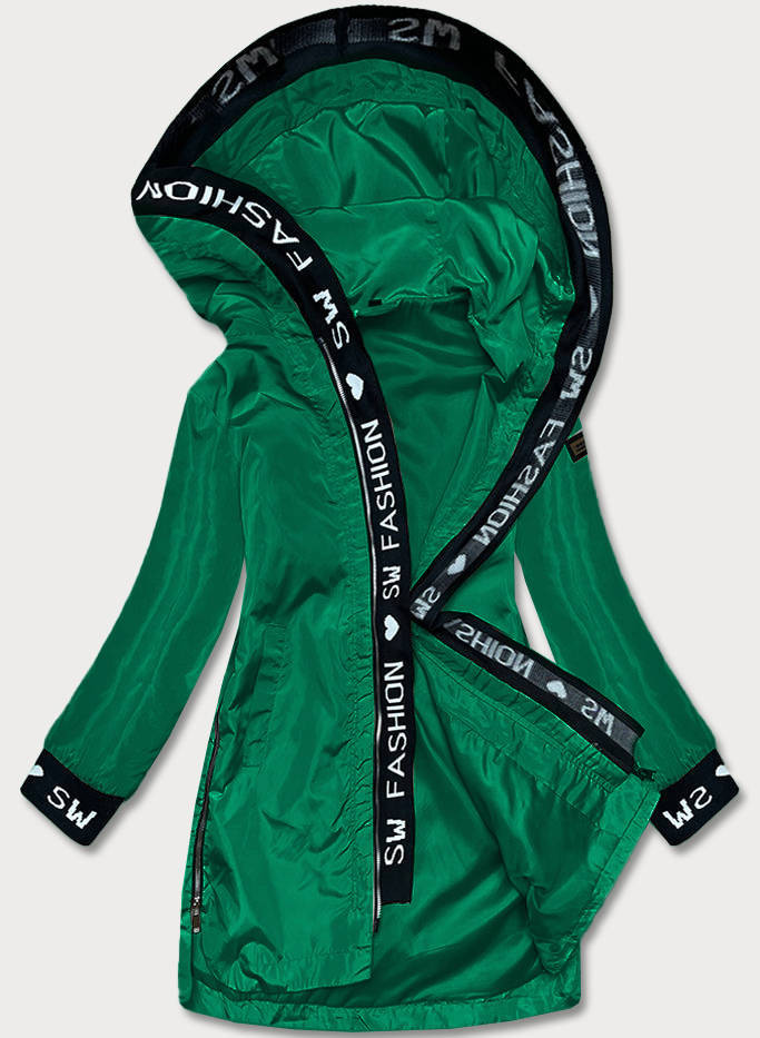 Tenká zelená dámská bunda s ozdobnou lemovkou (B8145-10) odcienie zieleni M (38)