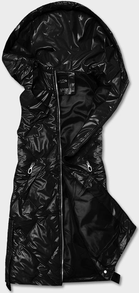 Černá dámská vesta s kapucí (6028) odcienie czerni XL (42)