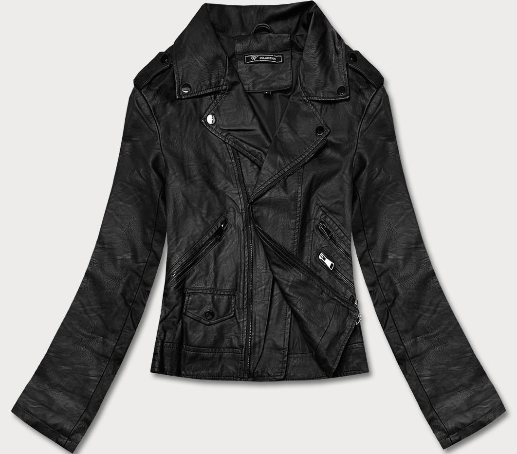 Černá dámská bunda ramoneska (BN-20025-1) odcienie czerni XL (42)