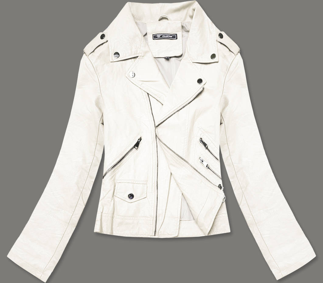 Bílá dámská bunda ramoneska (BN-20025-77) odcienie bieli S (36)