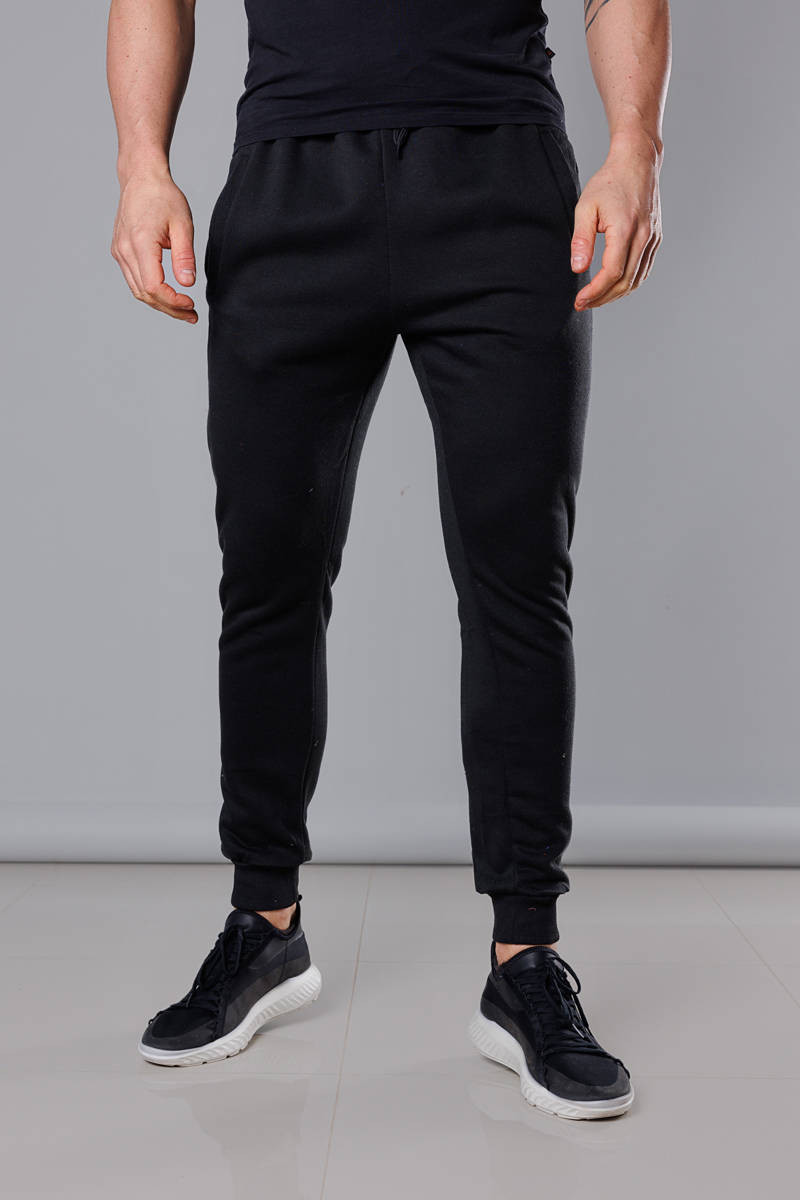 Černé pánské teplákové kalhoty (68XW01-3) odcienie czerni M