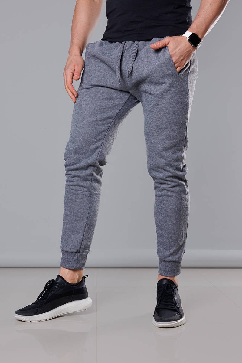 Tmavě šedé pánské teplákové kalhoty (68XW01-5) odcienie szarości M