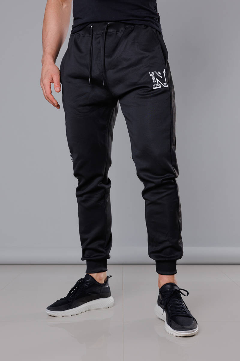 Černé pánské teplákové kalhoty s potiskem (8K178-3) odcienie czerni XL