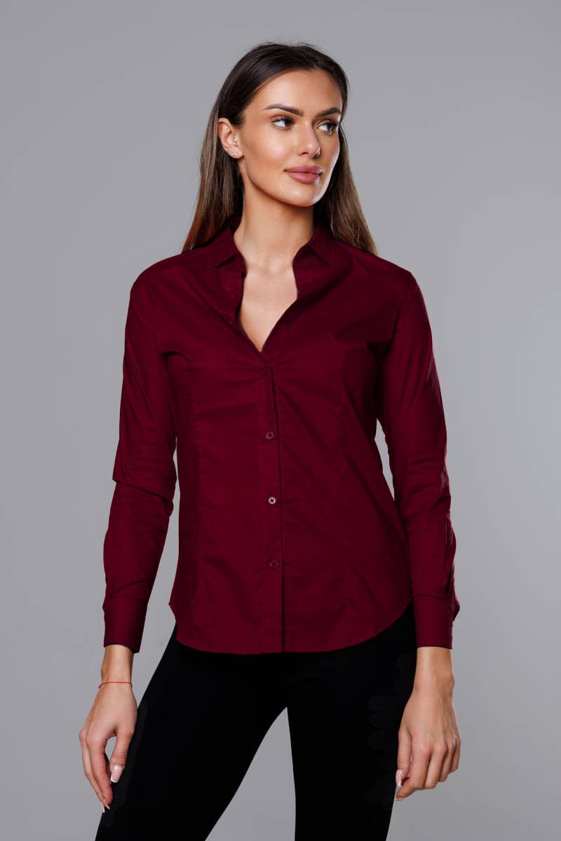Klasická dámská košile ve vínové bordó barvě (HH039-6) odcienie czerwieni S (36)