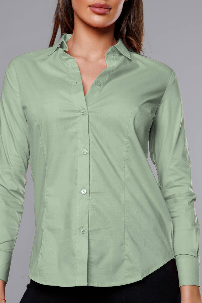 Světle zelená klasická dámská košile (HH039-39) odcienie zieleni XL (42)