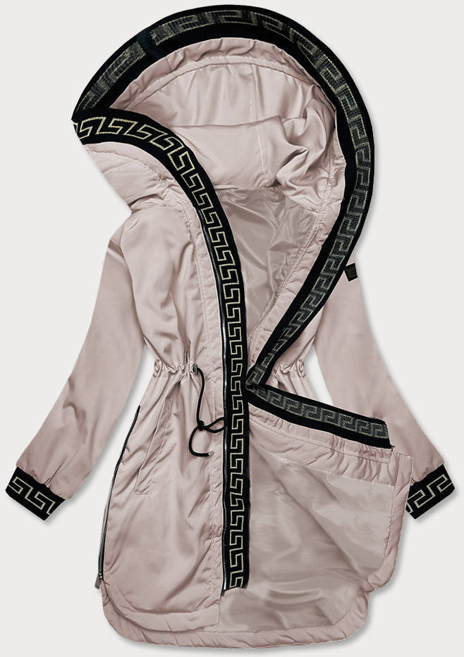Tenká béžová dámská bunda s ozdobnou lemovkou (B8142-51) odcienie beżu 46