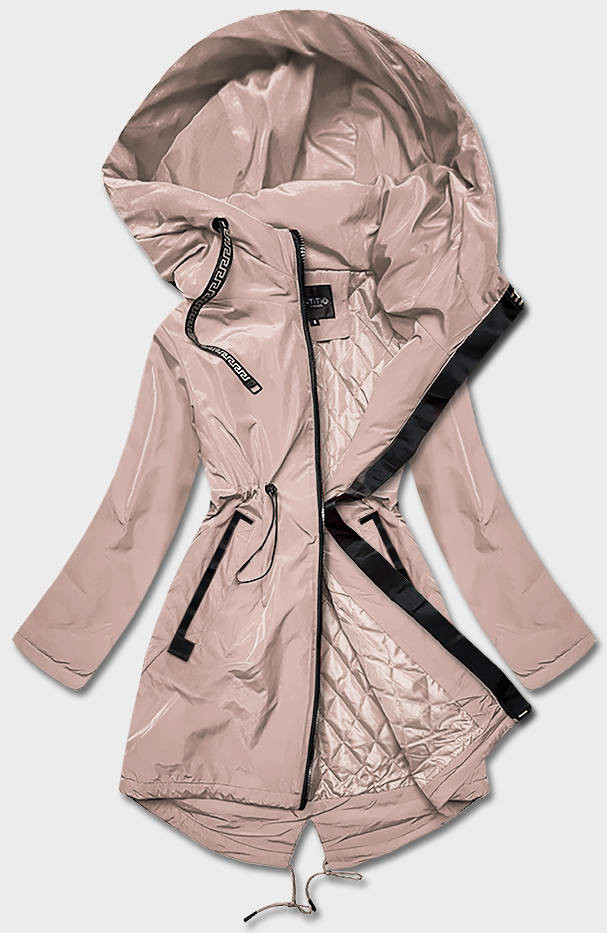 Jednoduchá béžová dámská bunda se šikmými kapsami (HS-1832-1) odcienie beżu 46
