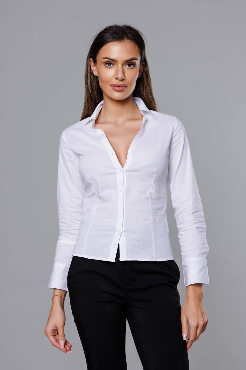 Klasická bílá dámská bavlněná košile (0818-3#) odcienie bieli L (40)