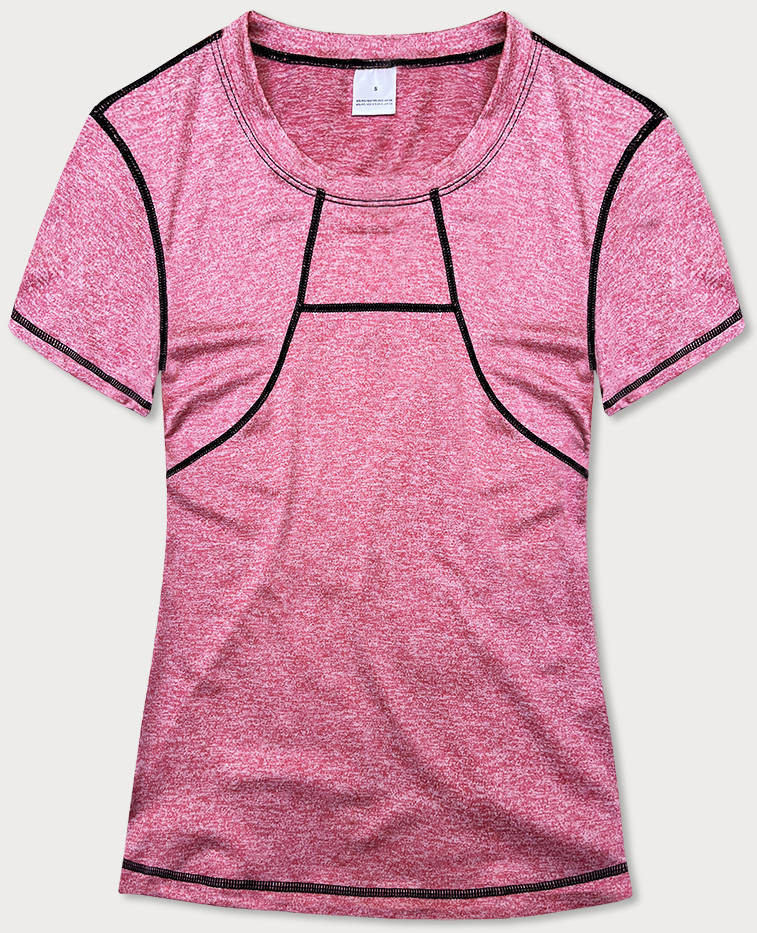 Růžové dámské sportovní tričko T-shirt s ozdobným prošitím (A-2166) odcienie różu L (40)