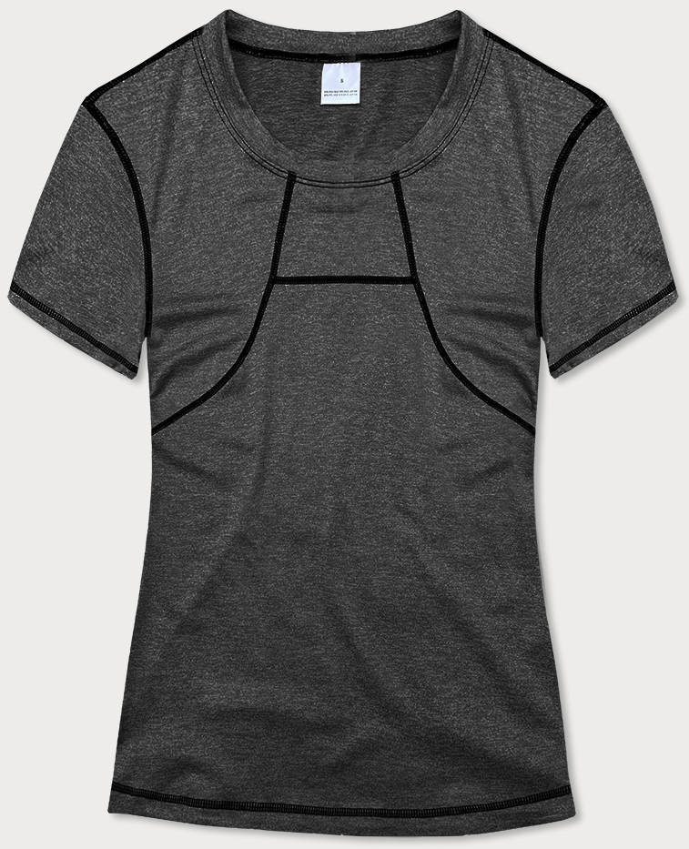 Dámské sportovní tričko T-shirt v grafitové barvě s ozdobným prošitím (A-2166) šedá S (36)