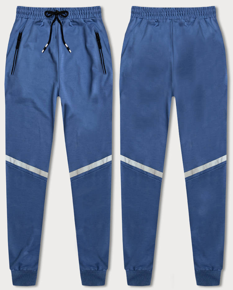 Světle modré pánské teplákové kalhoty s reflexními prvky (8K189-17) odcienie niebieskiego M