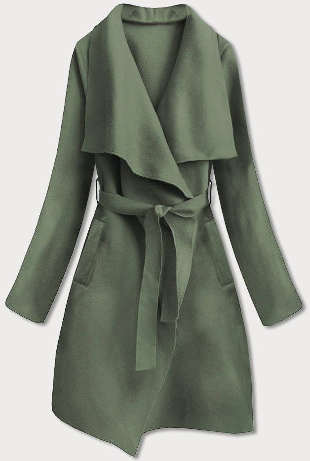Minimalistický dámský kabát ve světle khaki barvě (747ART) odcienie zieleni ONE SIZE