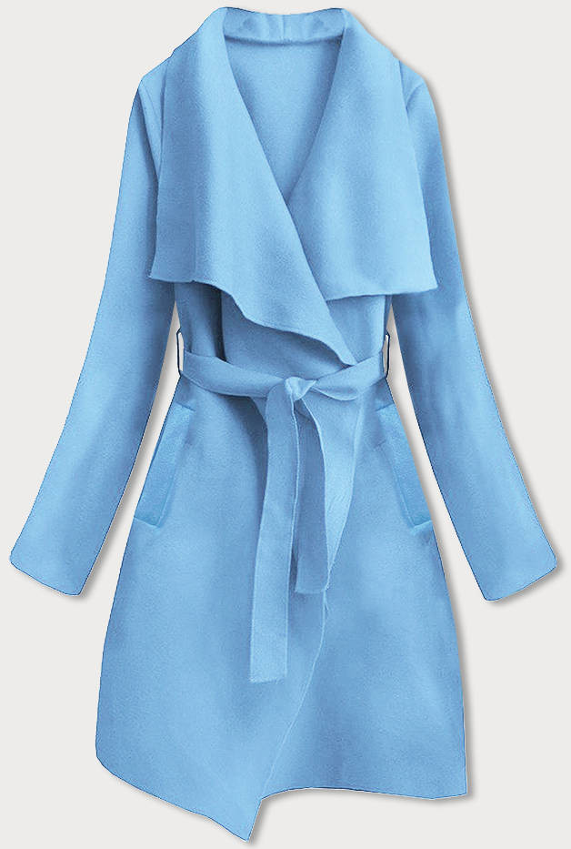 Blankytný minimalistický dámský kabát (747ART) odcienie niebieskiego ONE SIZE