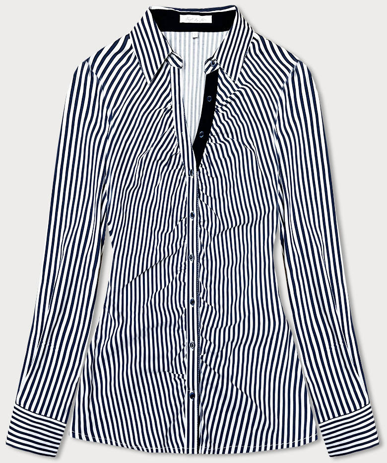 Tmavě modro - bílá pruhovaná košilová halenka (AWY2013) odcienie bieli XL (42)
