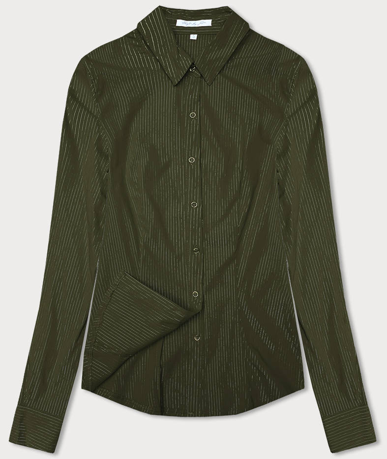 Dámská halenka v khaki barvě se stříbrnými proužky (AWT0111) odcienie zieleni S (36)