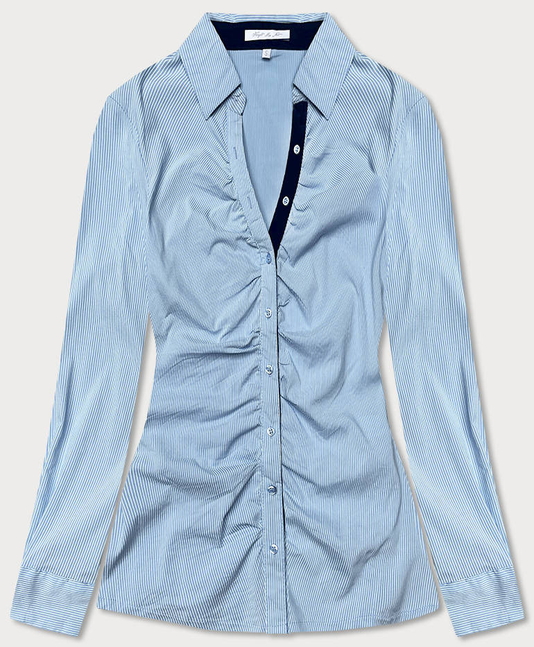 Světle modrá drobně pruhovaná dámská košile (SSY2026) odcienie niebieskiego L (40)